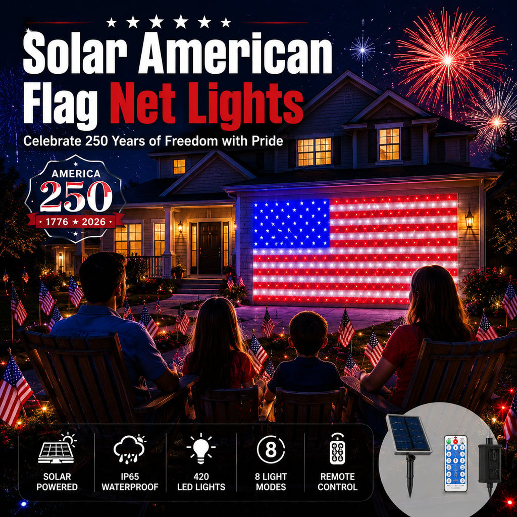 🔥Last Day: 49% OFF-Solar American Flag Net Lights