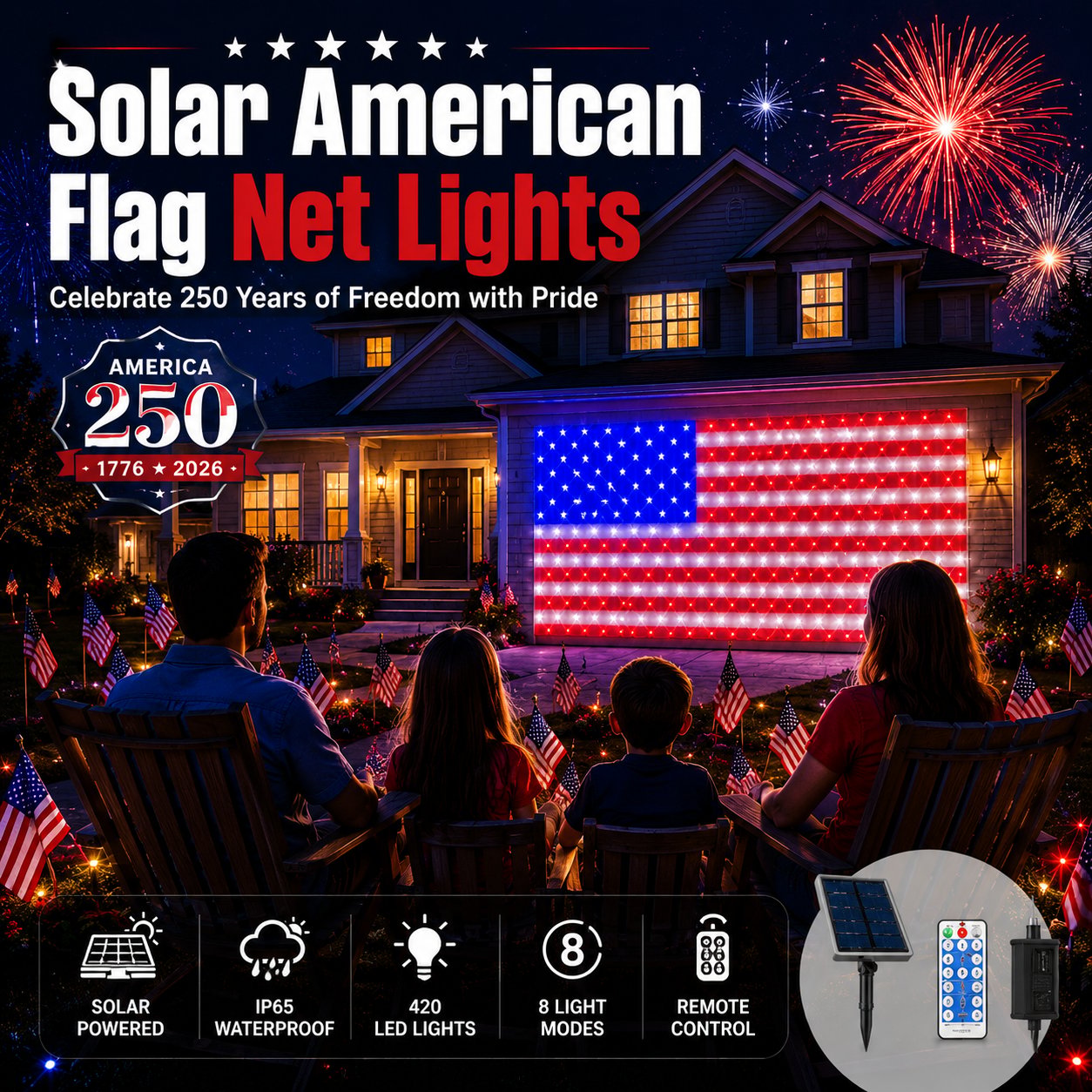 🔥Last Day: 49% OFF-Solar American Flag Net Lights