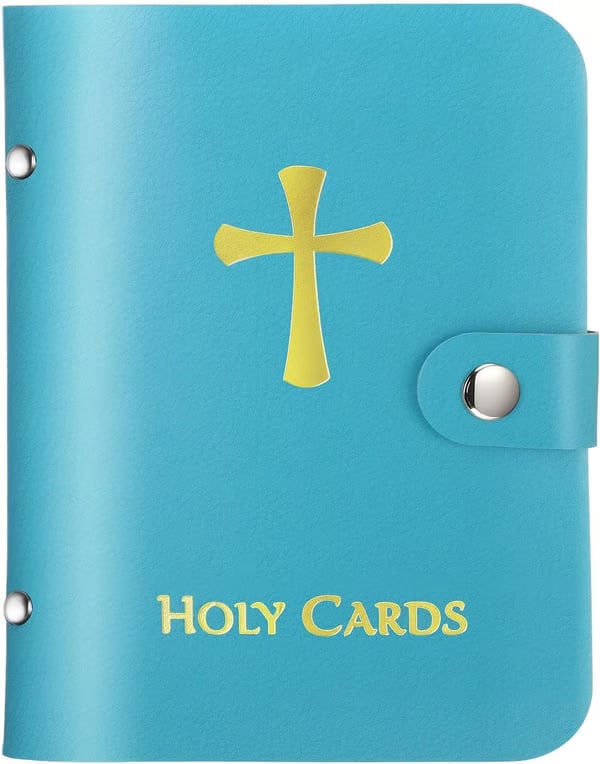 ✝️ Catholic Genuine Leather Holy Card Holder – Pocket Prayer Card Organizer with Snap Closure!!!