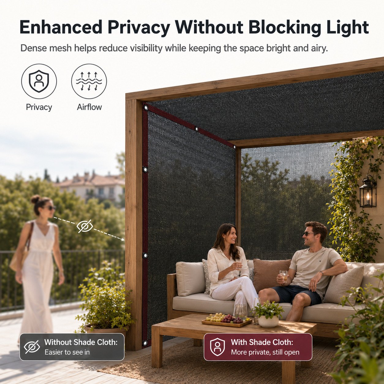 Outdoor UV-Resistant Privacy Shade Cloth