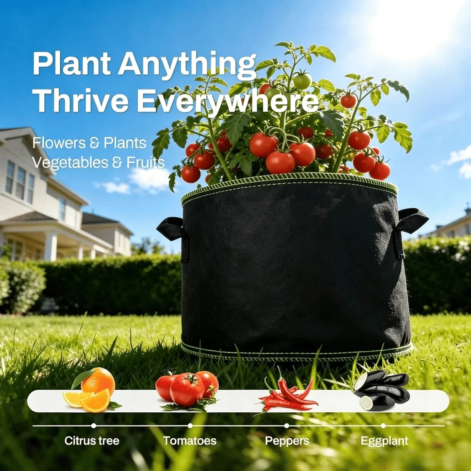 🌱 5-Pack 5 Gallon Grow Bags – Heavy Duty Aeration Fabric Pots with Handles for Vegetables, Flowers & Fruits