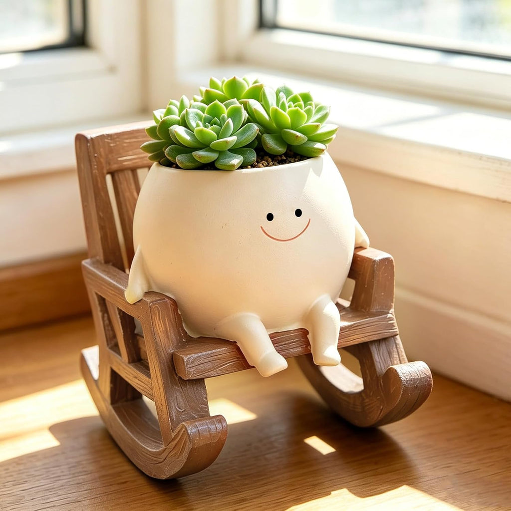 😊 Smiley Face Rocking Chair Planters Flower Pots for Plants