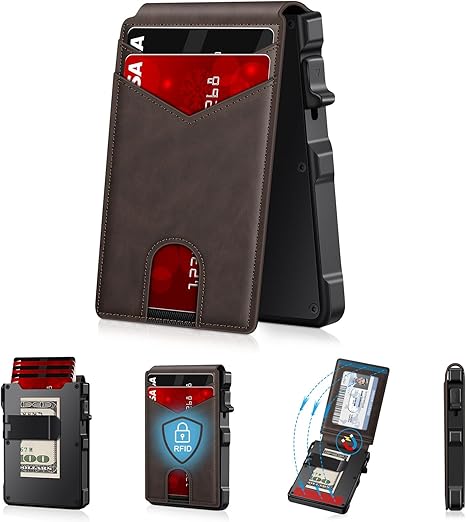 🔥New RFID Blocking Minimalist Pop-Up Wallet | One-Second Card Eject Design & Ultra Slim Pocket Wallet