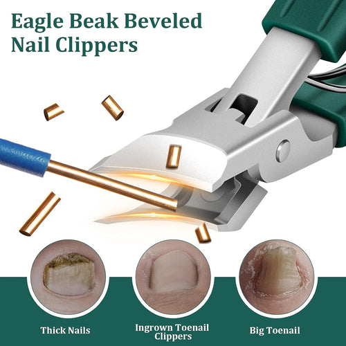 3Pcs Eagle-Beak Ingrown Toenail Clipper  – Ultra Sharp, Precision 30° Curved Blade, Splash-Proof