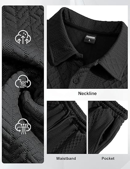 Men's 2 Pieces Outfits Casual Polo Shirt and Shorts Set Collar Athletic Jogging Summer Tracksuit