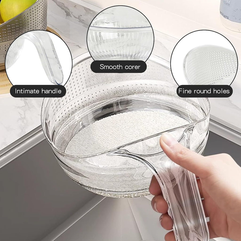 Multipurpose Rice Strainer Bowl – Easy Drain Kitchen Washing Bowl for Rice, Fruits & Vegetables