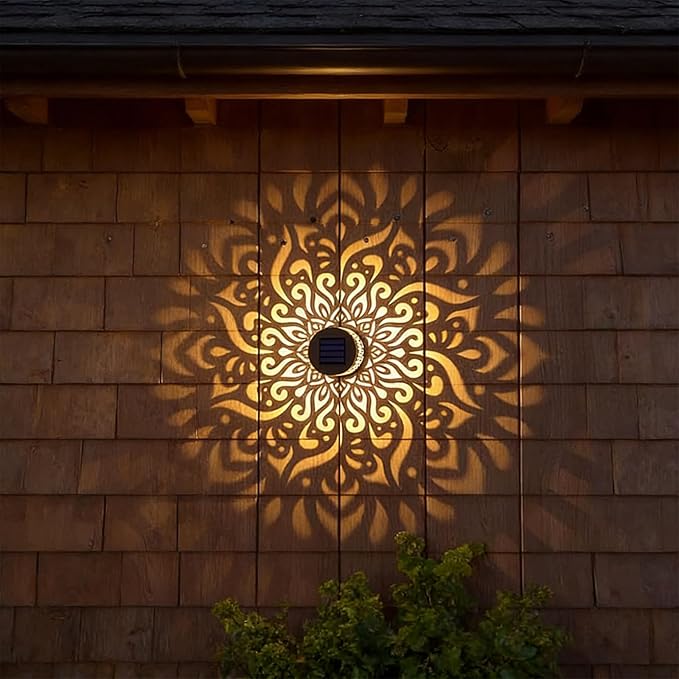 🌙✨ Solar Mandala Wall Light – Outdoor Garden Fence Projector Lamp with Auto ON/OFF Solar Sensor 🔆🏡