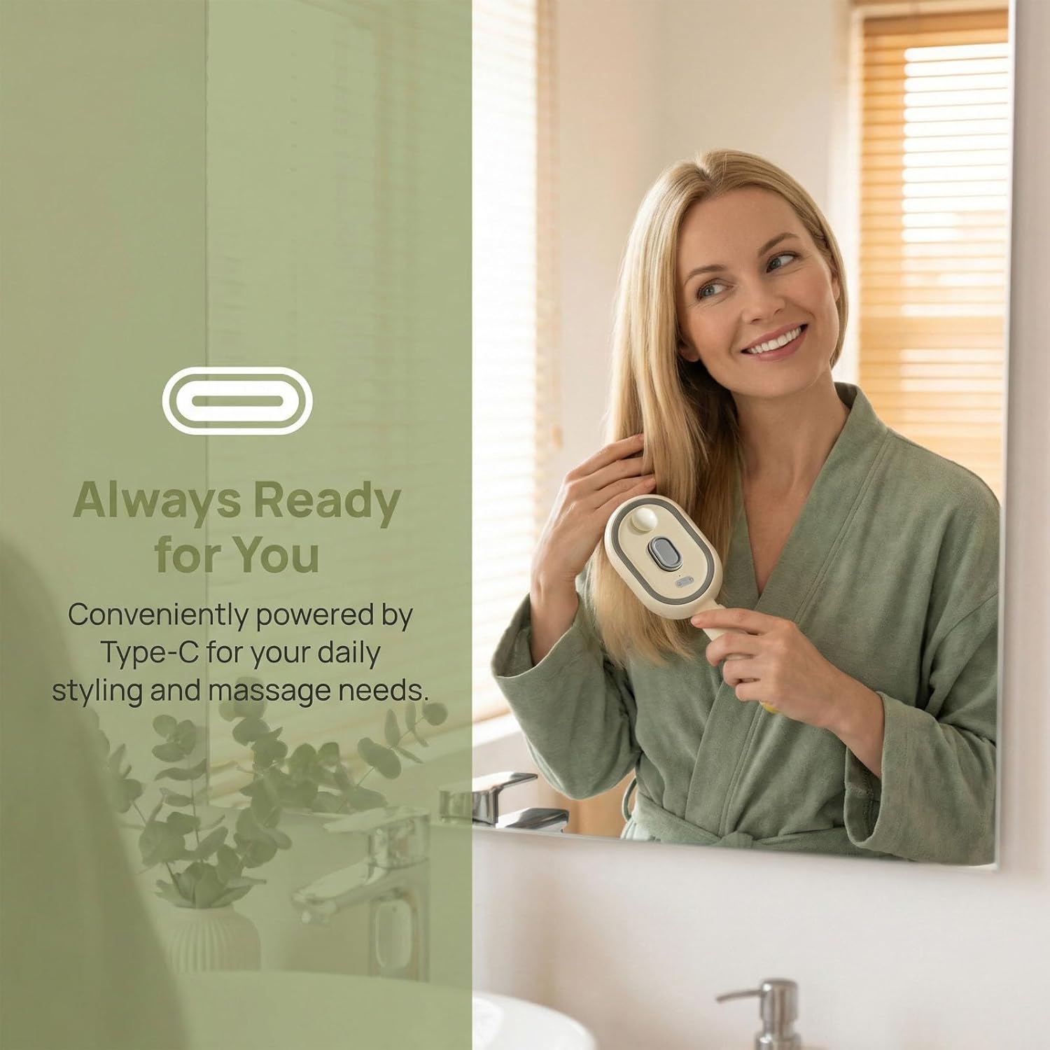 💆‍♀️💧 Steam Massage Spray Comb – 3-in-1 Nano-Mist Hydration, Vibrating Scalp Massage & Anti-Static Detangling Brush