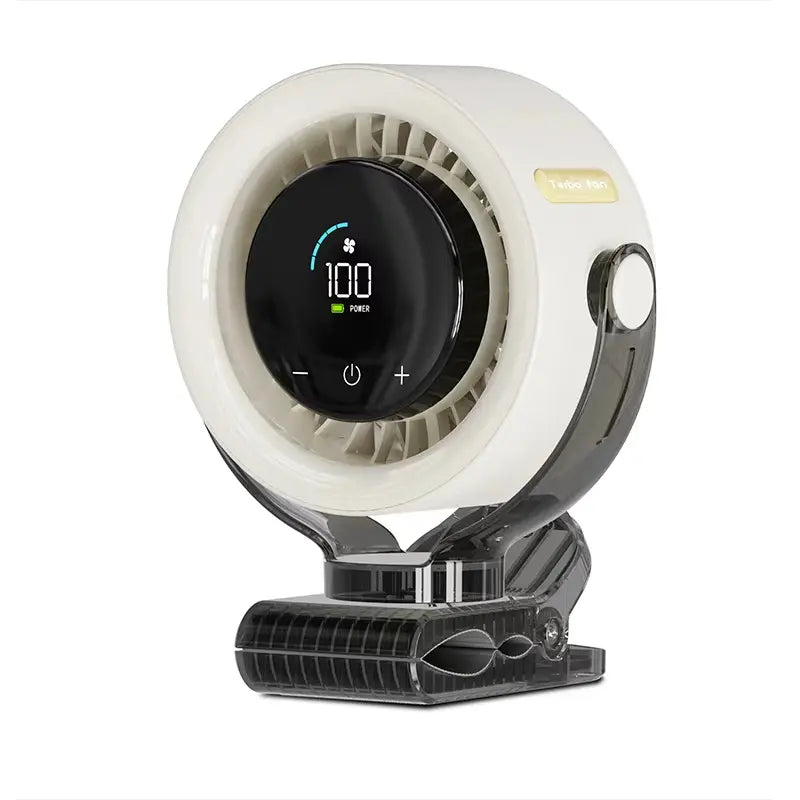 Rechargeable Portable Clip on Fan-100-Speed Touch Control, LED Display, 360° Rotate Quiet Turbo Desk Fan, Small Battery Operated USB Fan for Stroller Bed Travel Camping Golf Gym