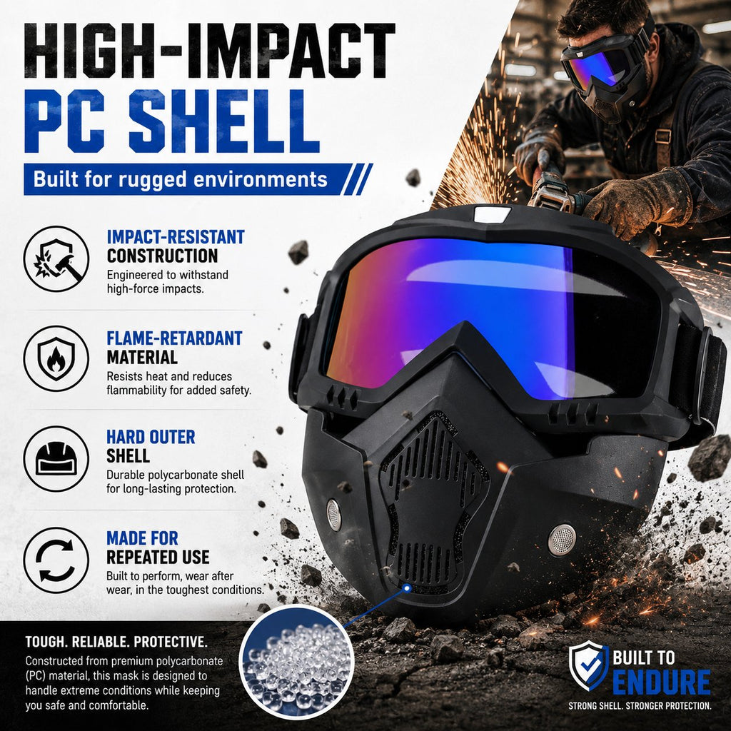 🤿Multi-Functional Protective Face Mask - Auto-Darkening Welding Goggles, Anti-Fog Skiing Shield & Dustproof Yard Work Gear - All-Terrain Safety Mask