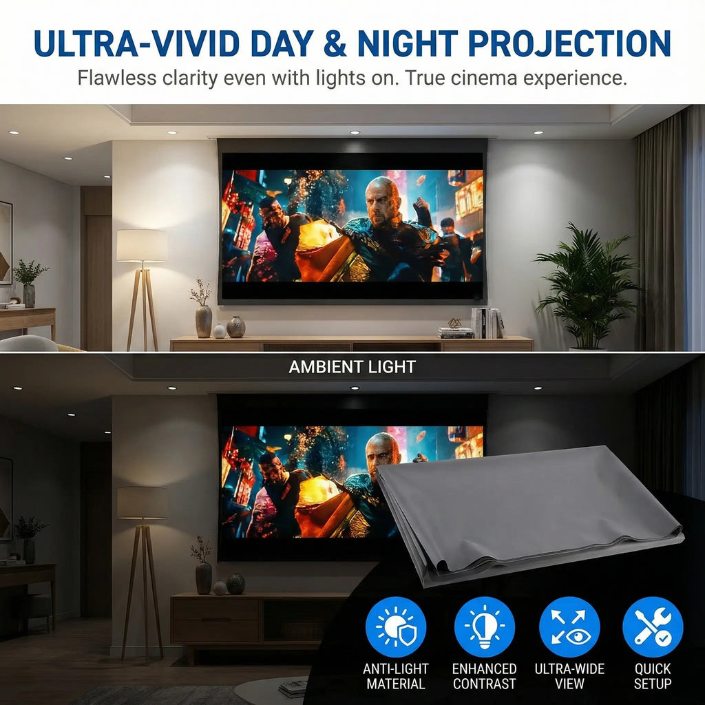 4K Anti-Ambient Light Projector Screen | Foldable Home Theater Screen