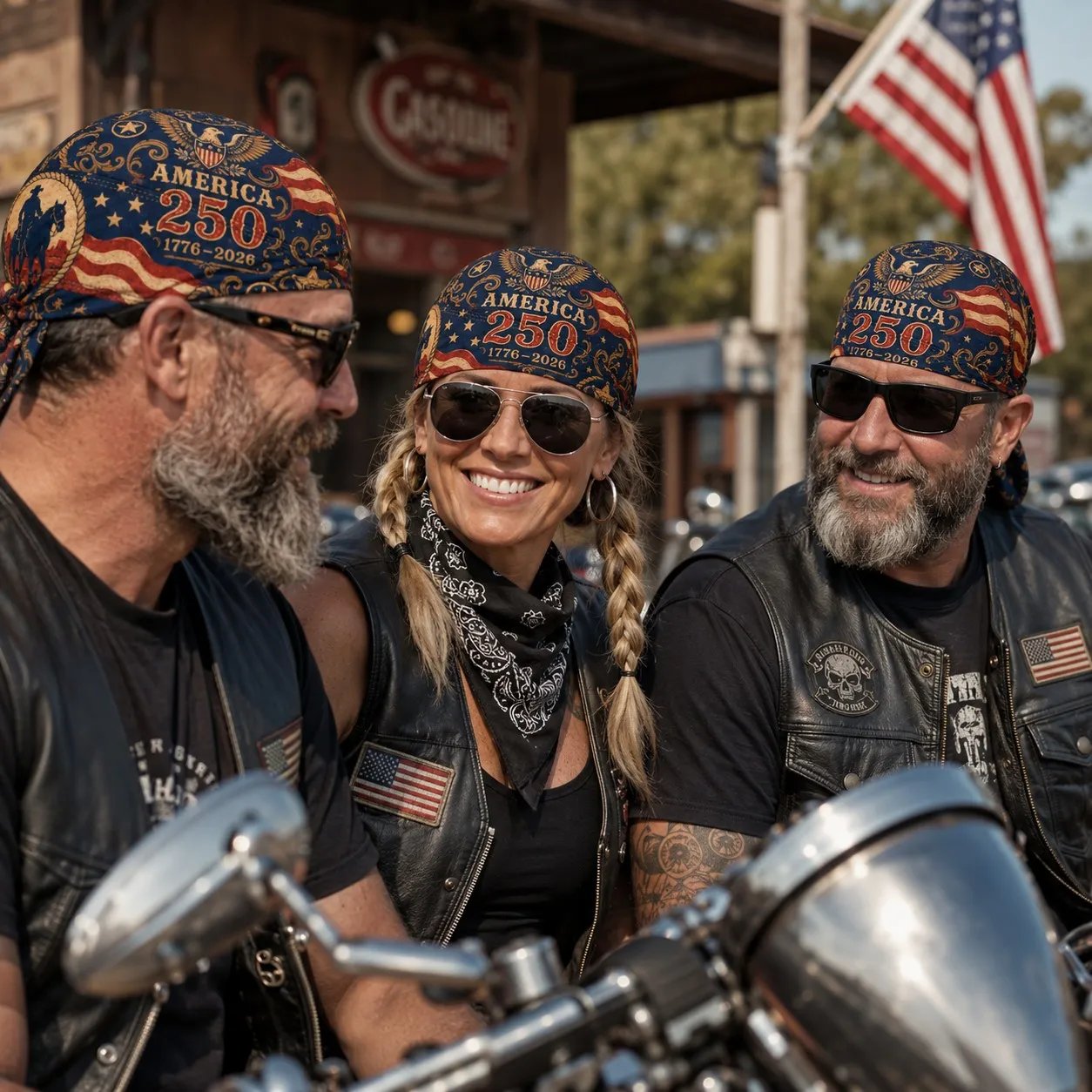 🕊️America 250 Cycling Pirate Hat / Biker Headwrap