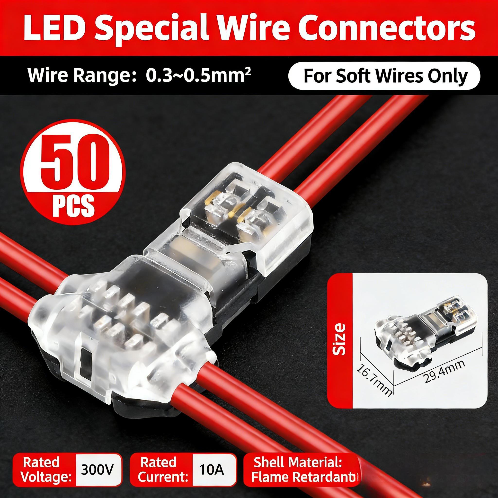 Double-Wire Plug-in Connector Led Light Strip Connectors 1/2/3Pin