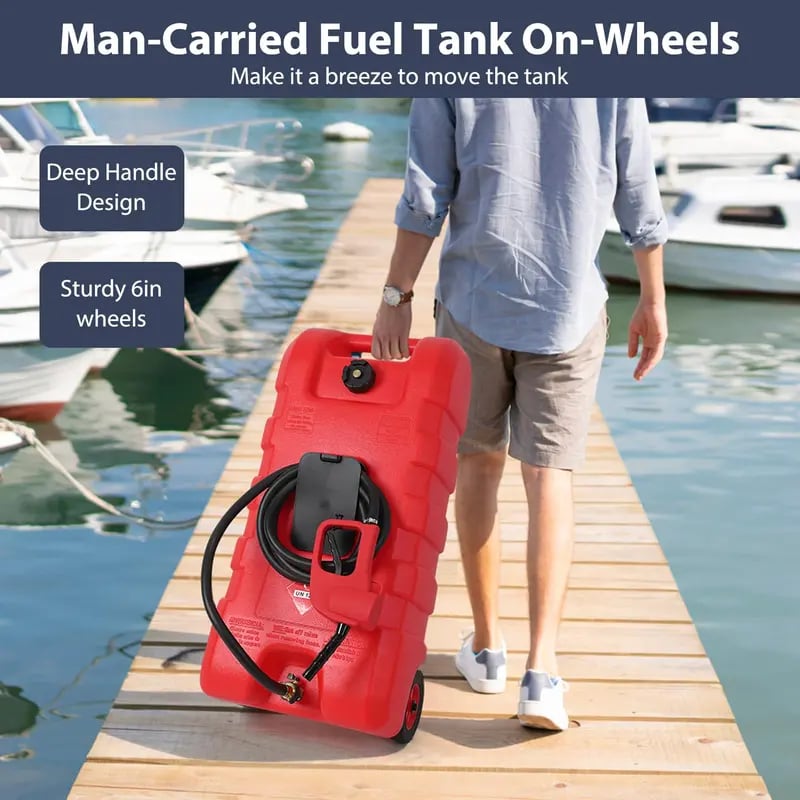 15 Gallon Portable Fuel Caddy with LE Pump & 10ft Hose