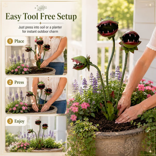 LAST DAY 49% OFF - Whimsical Metal Carnivorous Plant Garden Stake