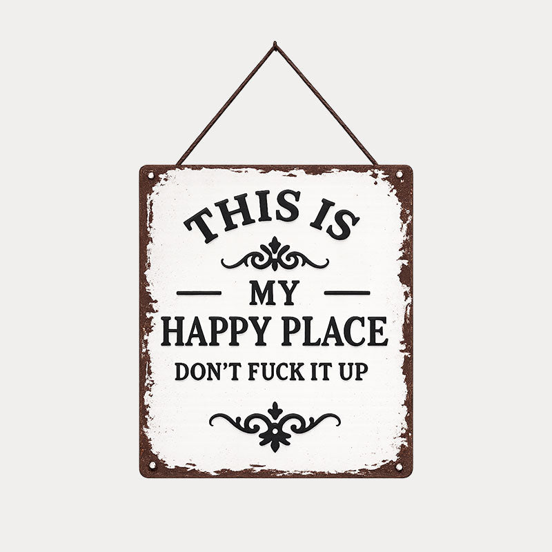 “This Is My Happy Place” Rustic Wooden Hanging Sign ✨🏡💖