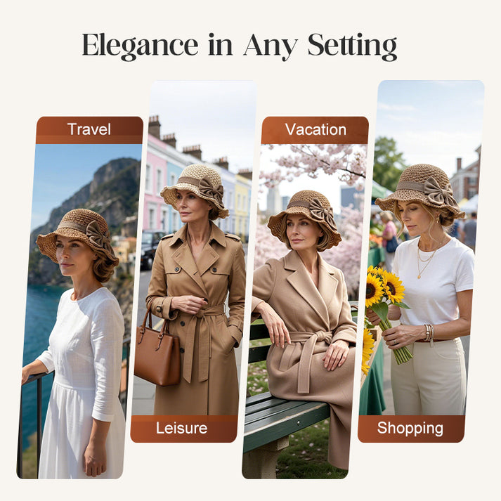 🔥 Hot Sale 49% OFF🔥Elegant Woven Straw Sun Hat with Bow
