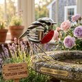 Handmade Silver Robin Garden Sculpture