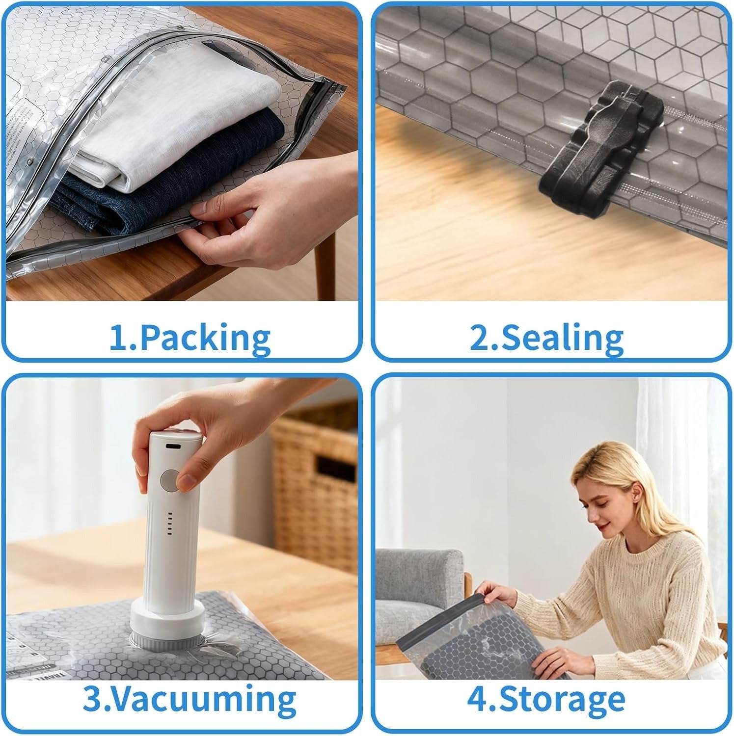 Last Day Hot Sale 49% OFF🔥Rechargeable Vacuum Pump Travel Storage Bag Set
