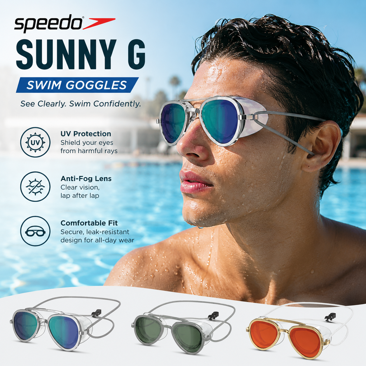 Speedo Sunny G Swim Goggles – Anti-Fog UV Protection Swimming Goggles 🏊‍♂️☀️
