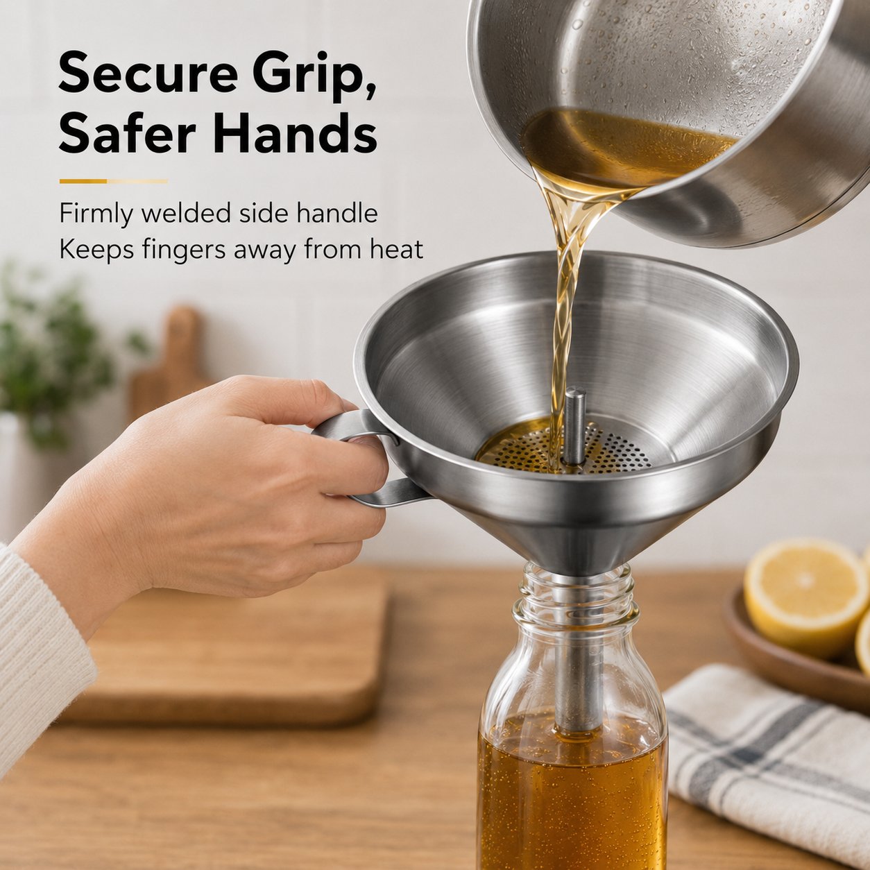 🍳 Heavy-Duty Thickened Stainless Steel Kitchen Funnel with 304 Strainer