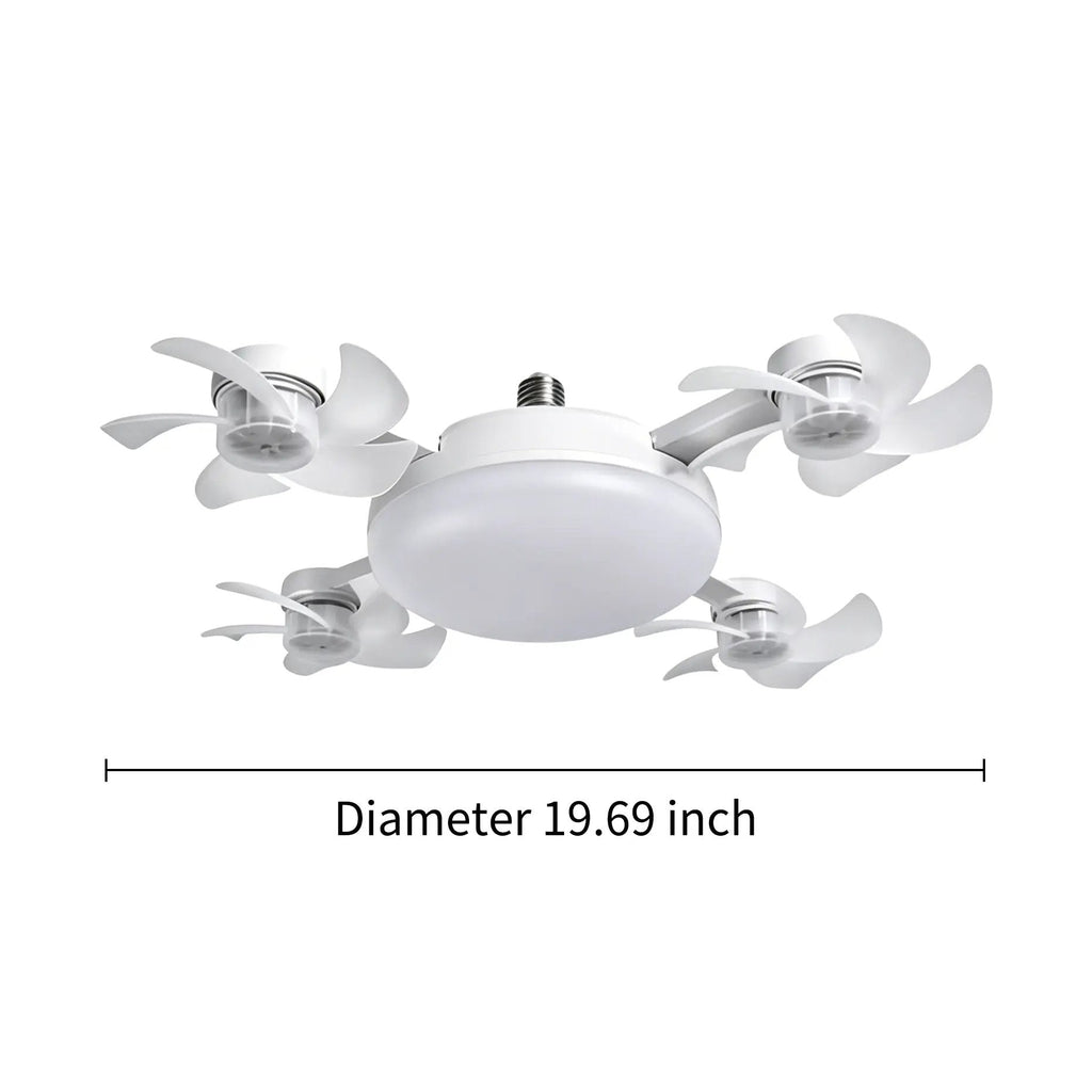 2026 New E27 Socket Ceiling Fan Light - 2-in-1 Silent LED Fan with Remote Control