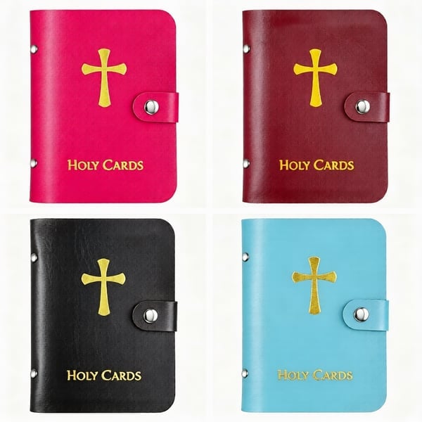 🙏Catholic Faux Leather Holy Card Holder – Pocket Prayer Card Organizer with Snap Closure🎁