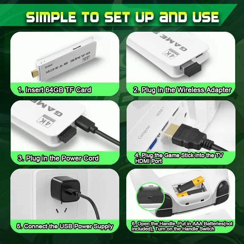 2026 Upgraded Retro Game Stick, 4K HDMI Classic Video Games, Built-in 23 Emulators, 40000+ Games, Plug and Play Video Gaming Stick with Upgrade Dual Controllers