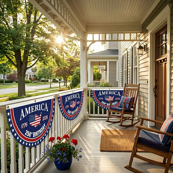 🗽USA 250th Anniversary Flag Half Round Banner🦅