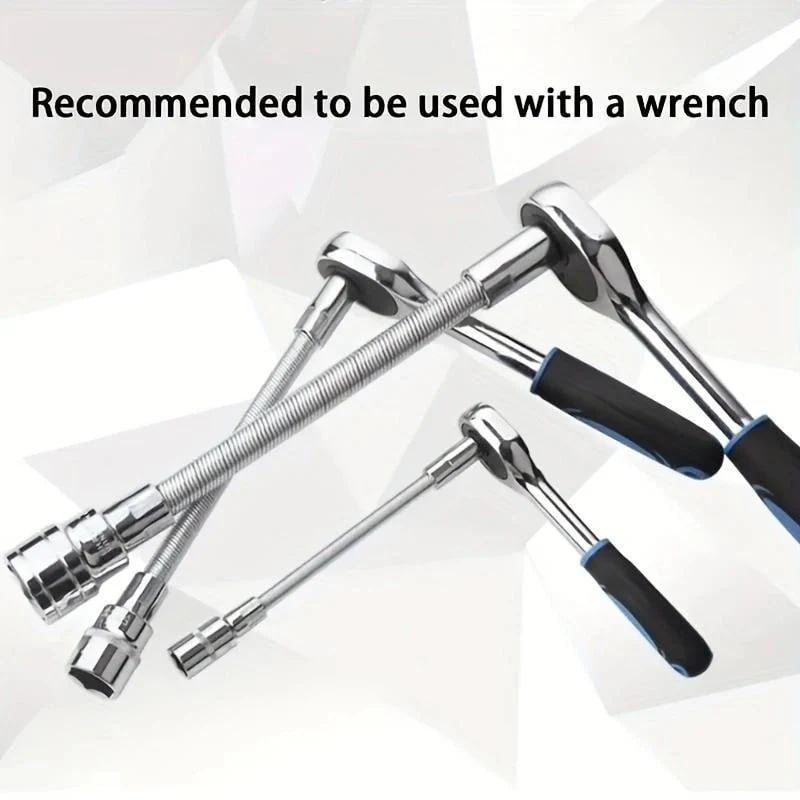 Flexible Socket Extension Bar Set – Bendable Ratchet Wrench Extensions for Tight Spaces, Carbon steel Automotive Repair Tool Kit