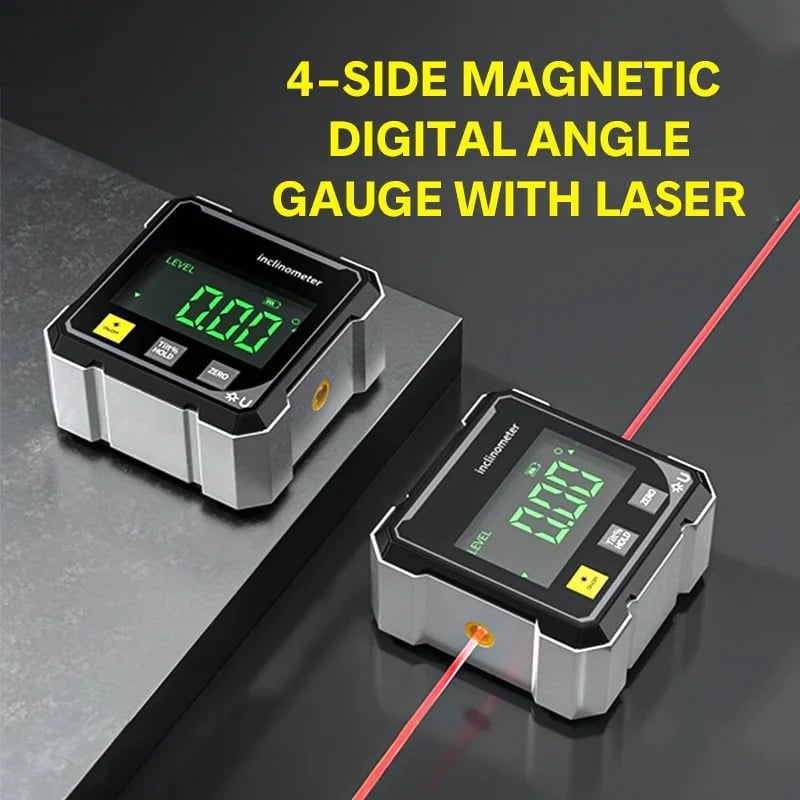 🔥LAST DAY 49% OFF - 🛠️4-Side Magnetic Digital Angle Gauge with Laser
