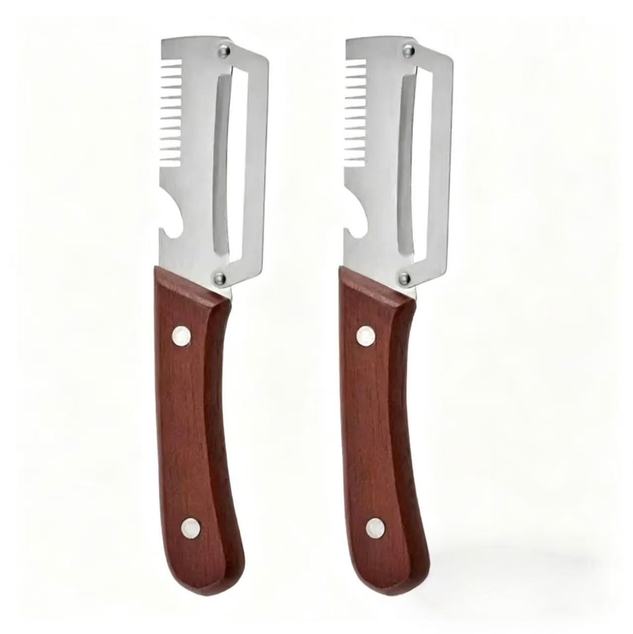 ❤️‍🔥Wooden-Handled Stainless Steel Sharp Peeler with Built-In Bottle Opener