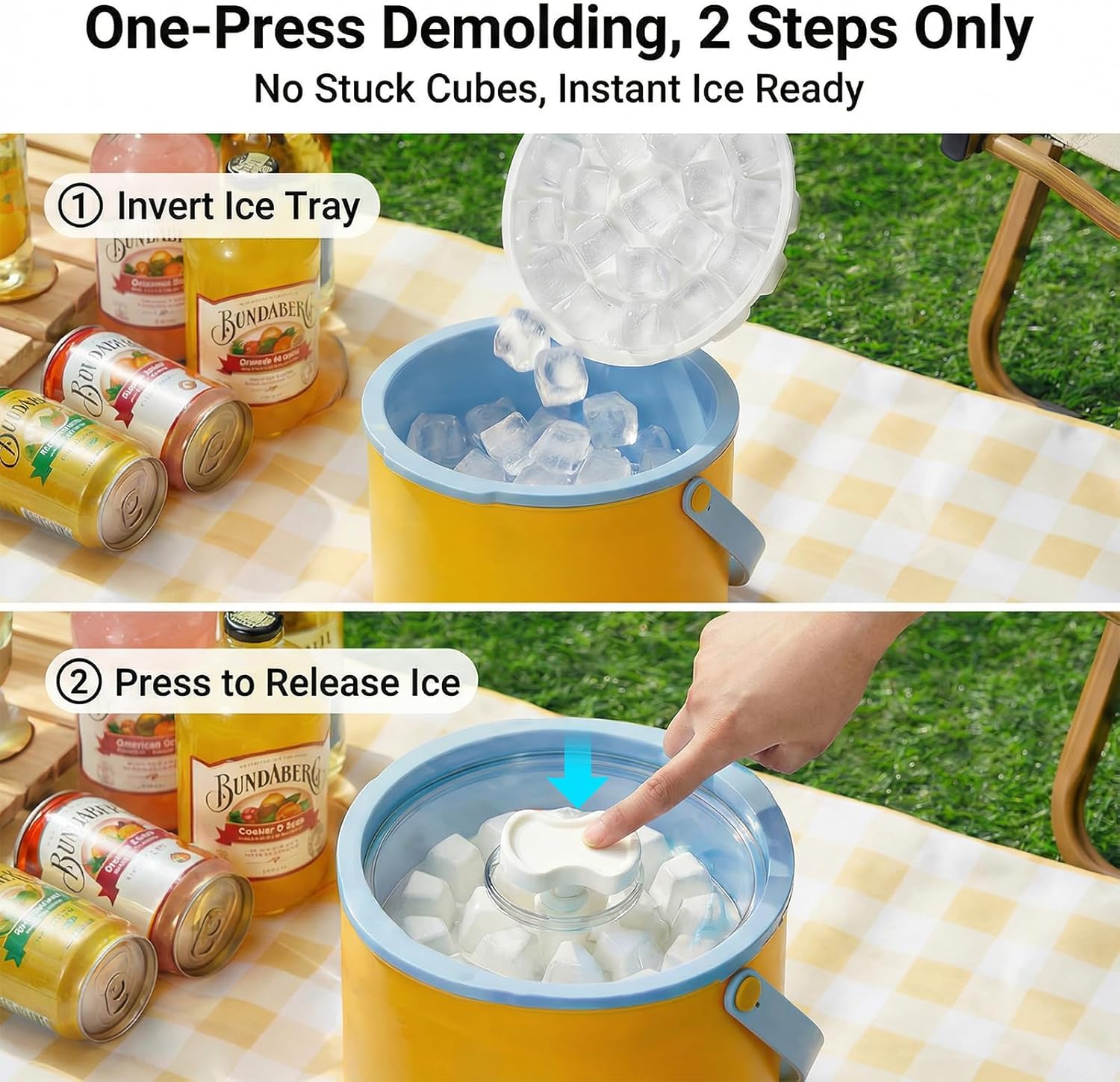 2-in-1 Ice Bucket Ice Bucket with Lid and Ice Tray