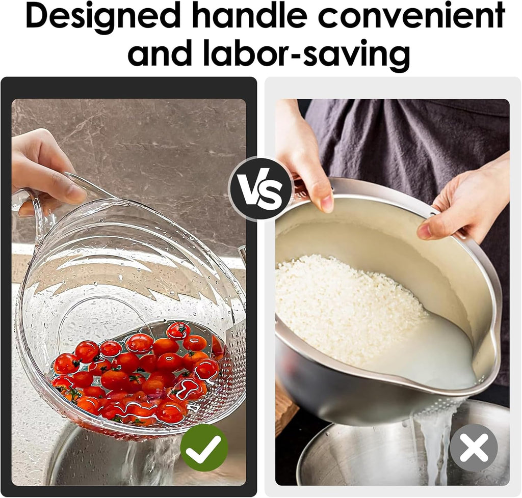 Multipurpose Rice Strainer Bowl – Easy Drain Kitchen Washing Bowl for Rice, Fruits & Vegetables