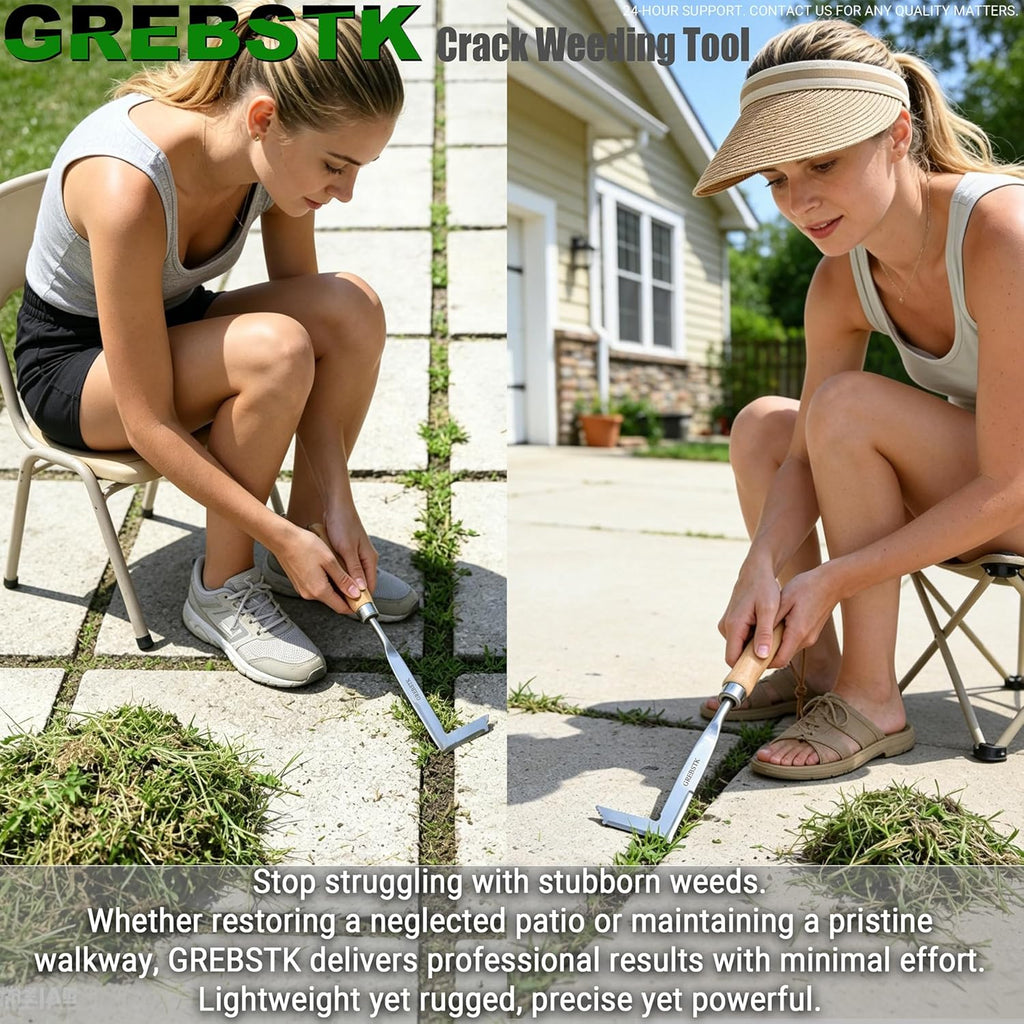 🌿 Crevice Weeding Tool – Beech Handle, Manual Weed Remover for Pavers & Driveways