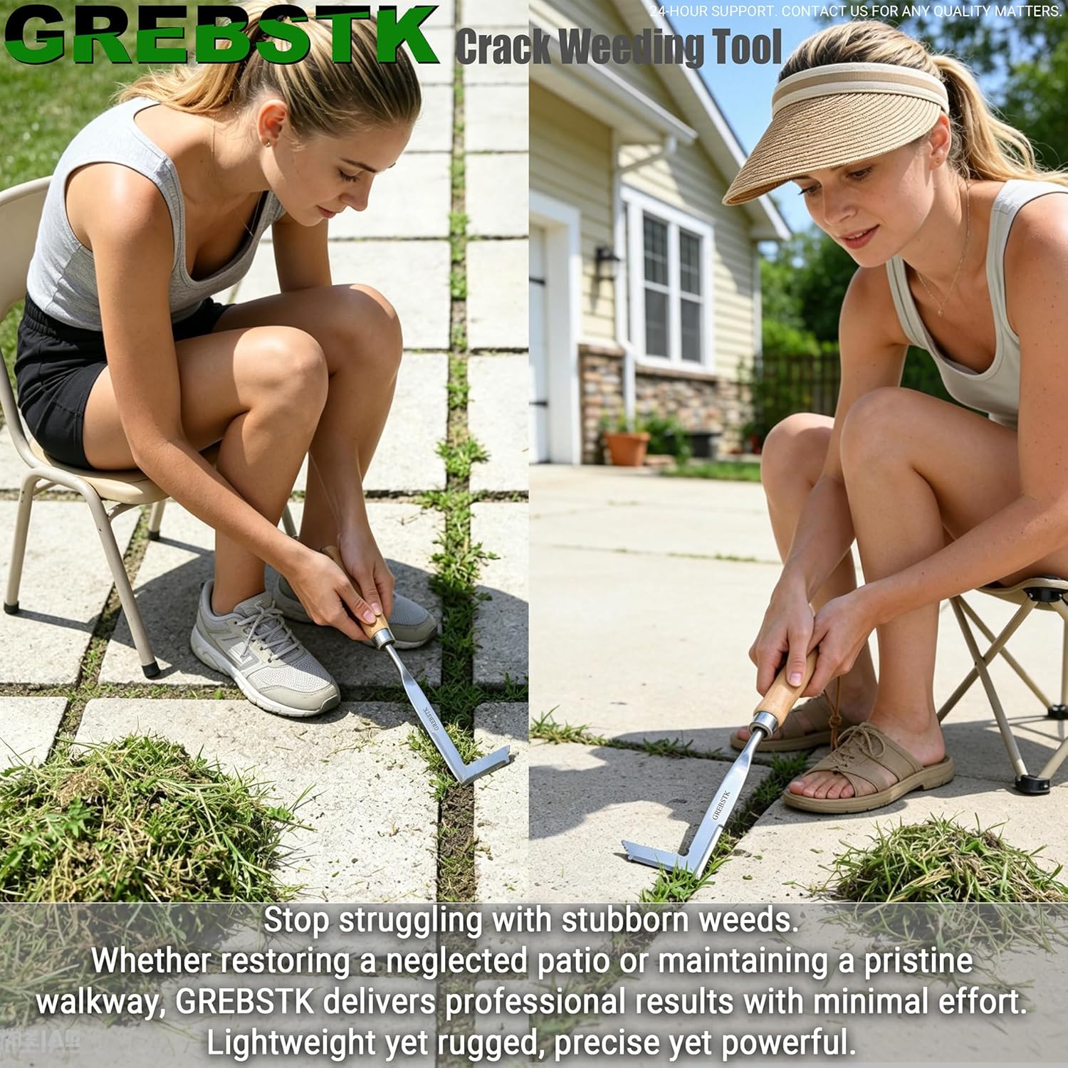 🌿 Crevice Weeding Tool – Beech Handle, Manual Weed Remover for Pavers & Driveways