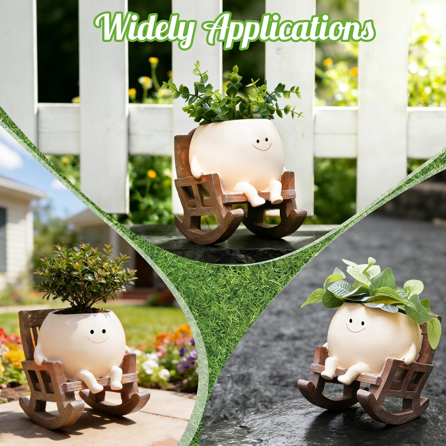 😊 Smiley Face Rocking Chair Planters Flower Pots for Plants