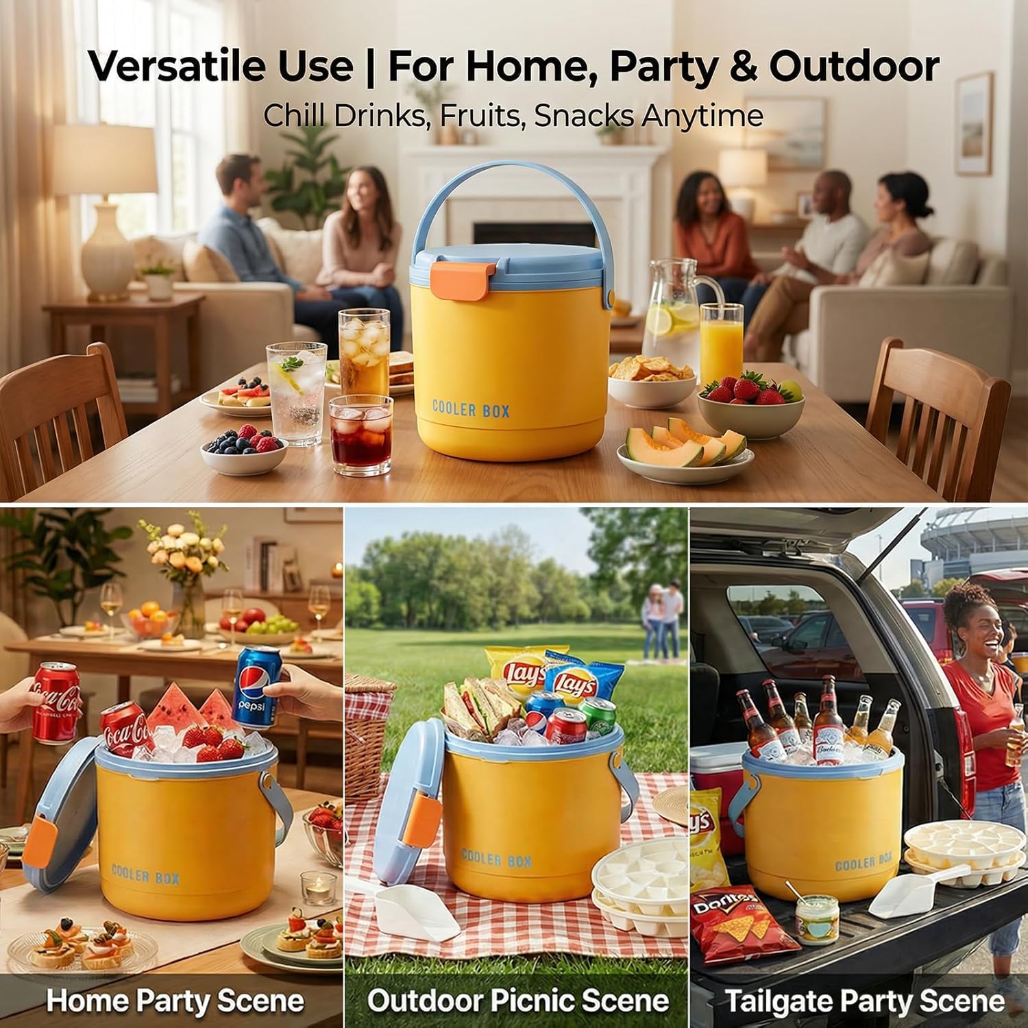 2-in-1 Ice Bucket Ice Bucket with Lid and Ice Tray