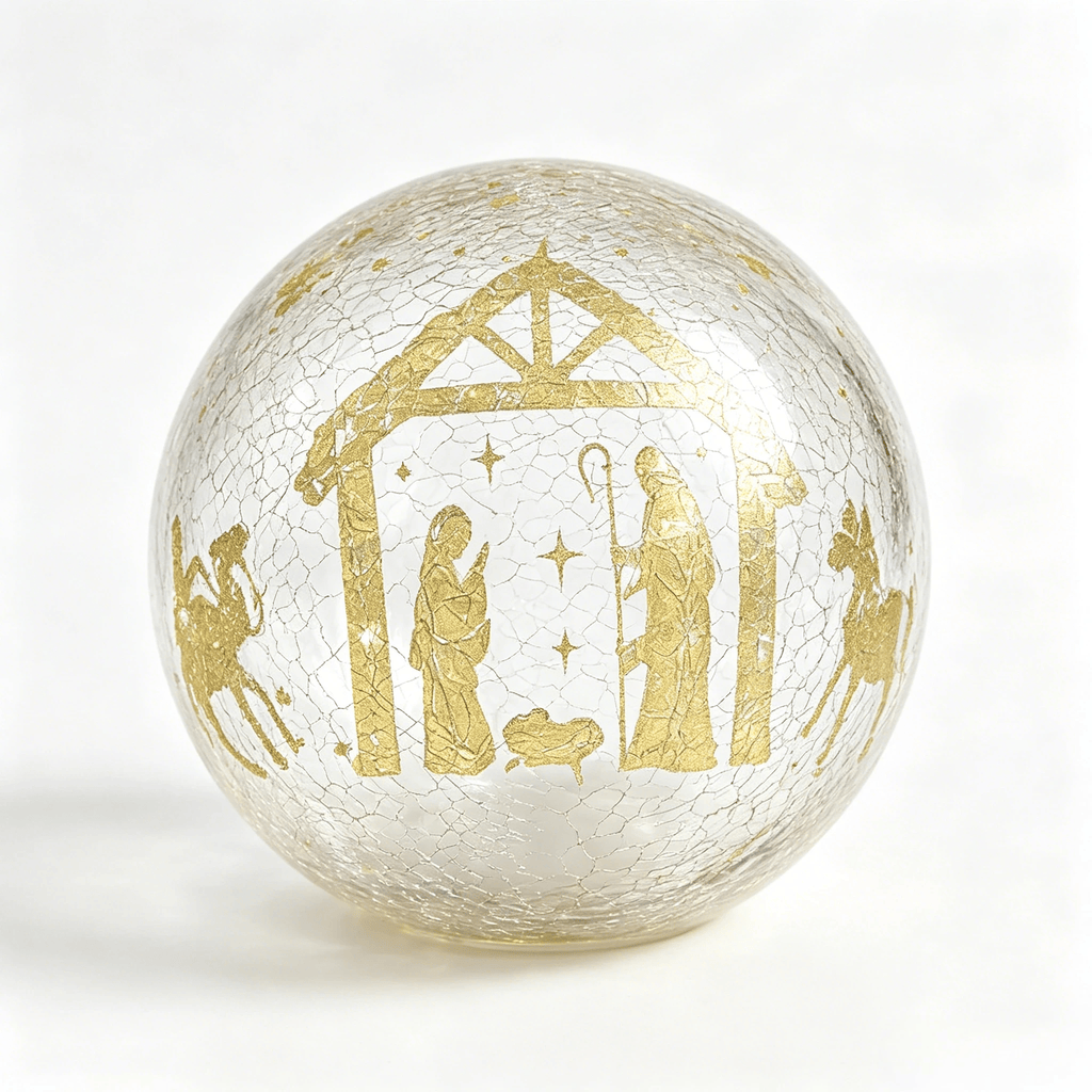 ✝️Light-up cracked glass ball with Jesus and reindeer design🫎