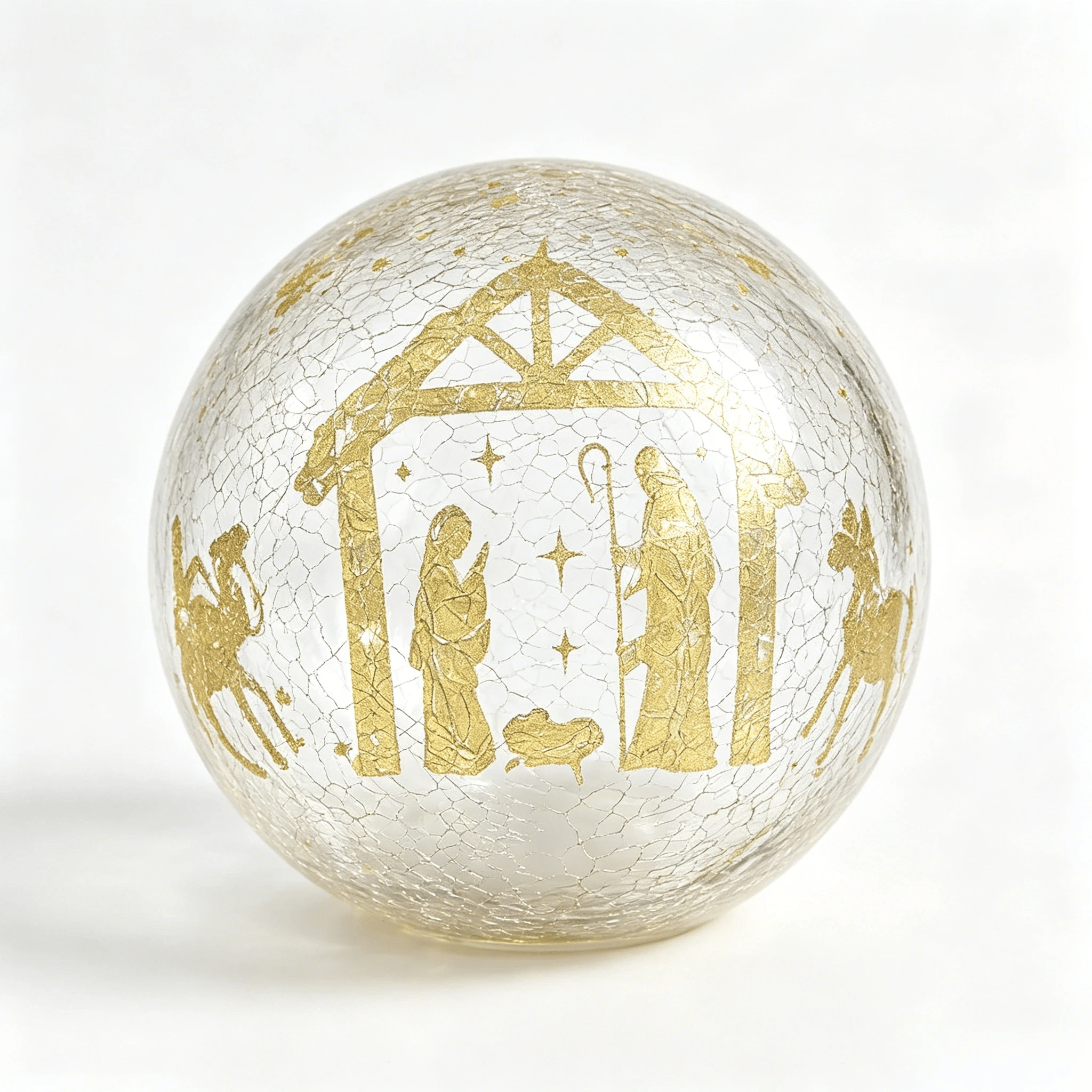 ✝️Light-up cracked glass ball with Jesus and reindeer design🫎