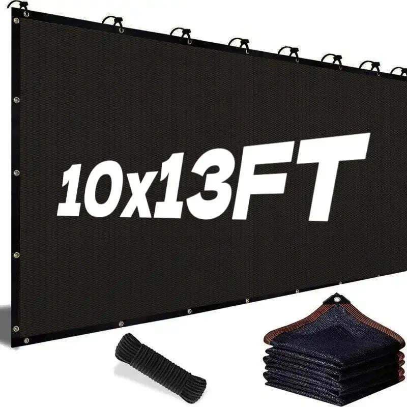 🎖️90% Blackout Cloth (Black) - 10 x 13ft UV-Resistant Shade Net with Reinforced Rivets