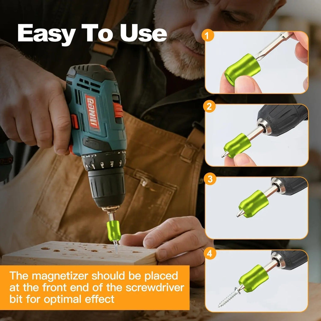 🧲Magnetic Screw Positioner Depth Limiter, Strong Magnet Holds Screws Without Dropping, Prevents Wood Splitting, Drill Bit Auxiliary Tool for DIY & Carpenter