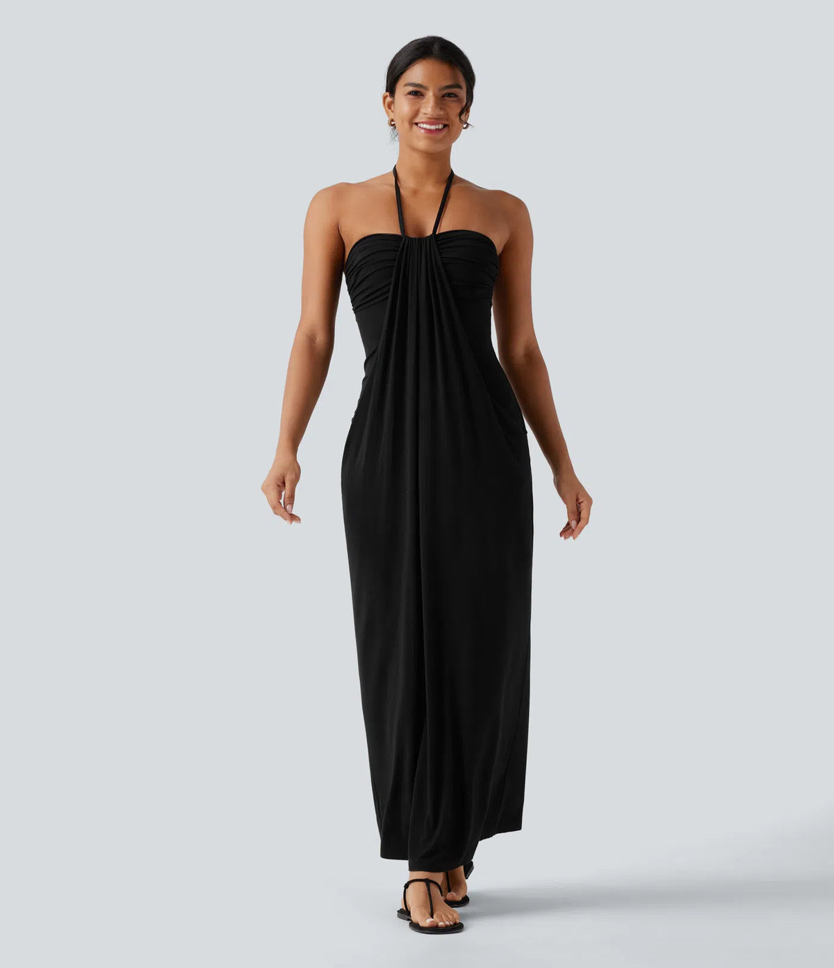 Halter Tie Back Maxi Dress with Pockets
