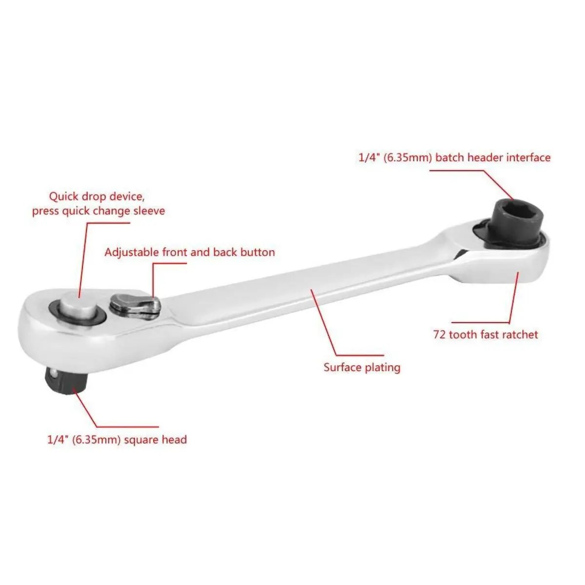 🔥Limited-time discount of 49%🔥1/4-inch Mini Double-Ended Ratchet Wrench, Silver, 72 Teeth, 5° Quick Release Tool🔧