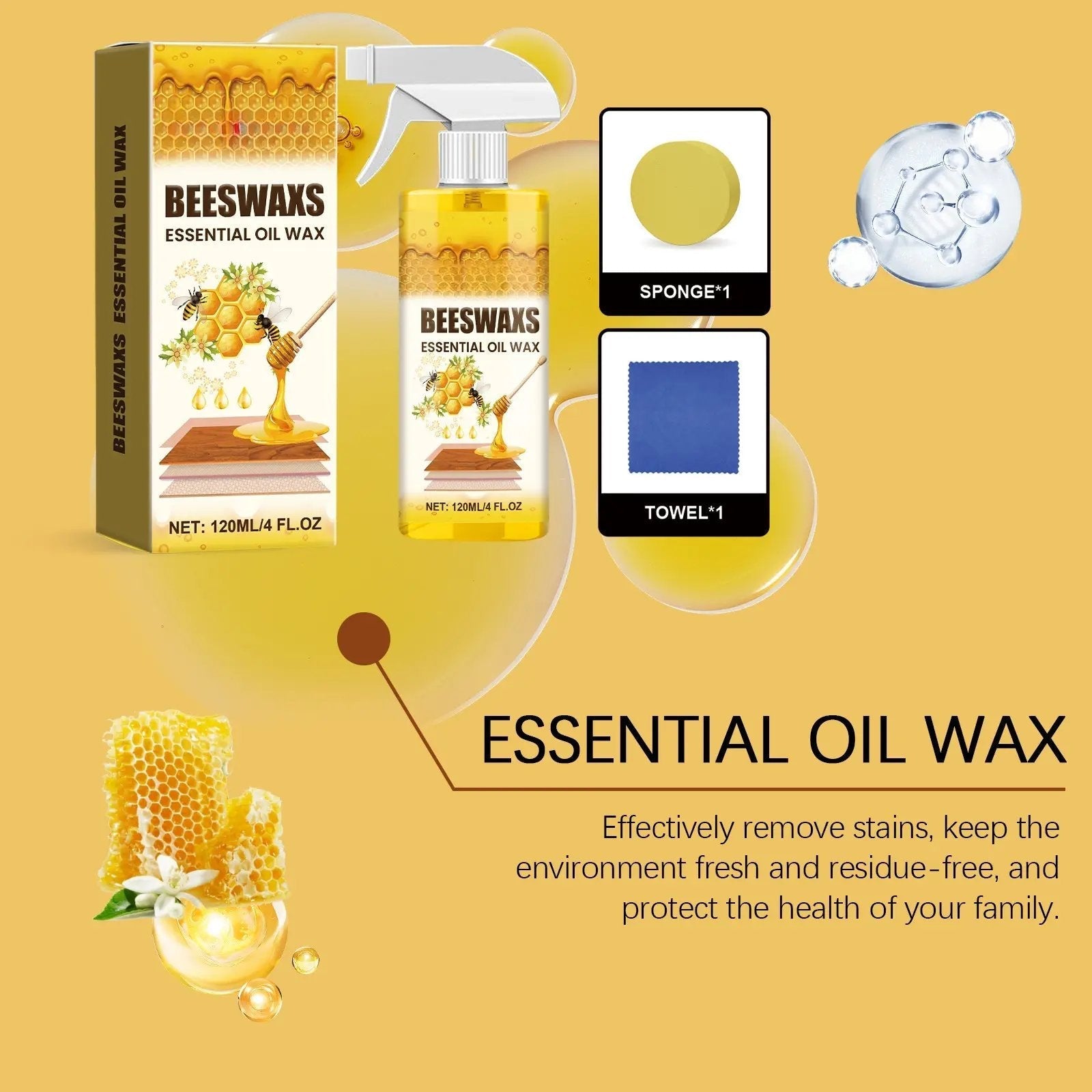 🔥LAST DAY 49% OFF - 🐝TrueRelief Beeswax Wood Polish Spray - ✨Shine & Protect Instantly 🏠