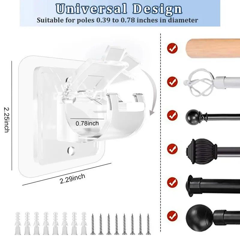 A set of 8PCS Curtain Rod Brackets with Clips