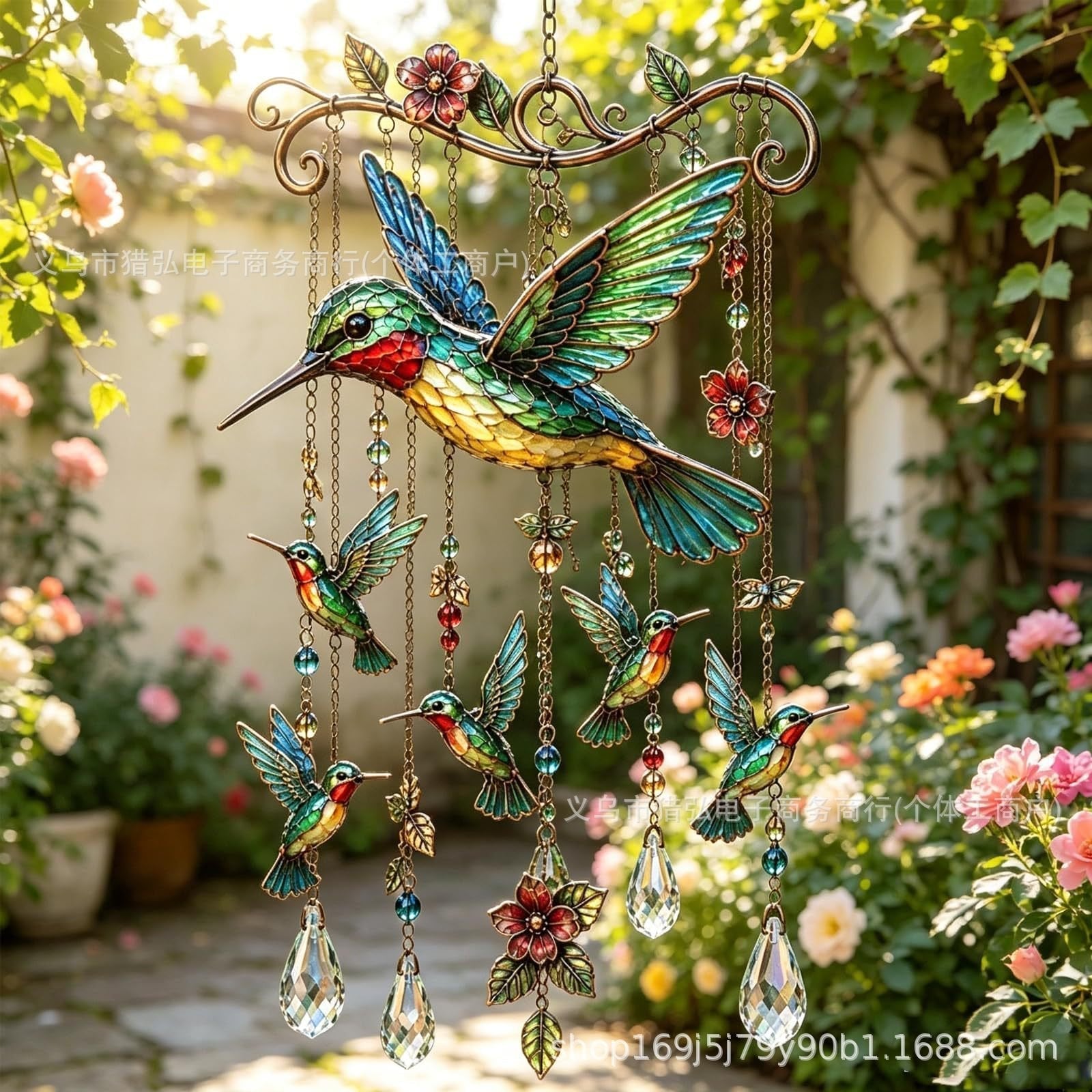 🌸Elegant Hummingbird Garden Wind Chime Suncatcher