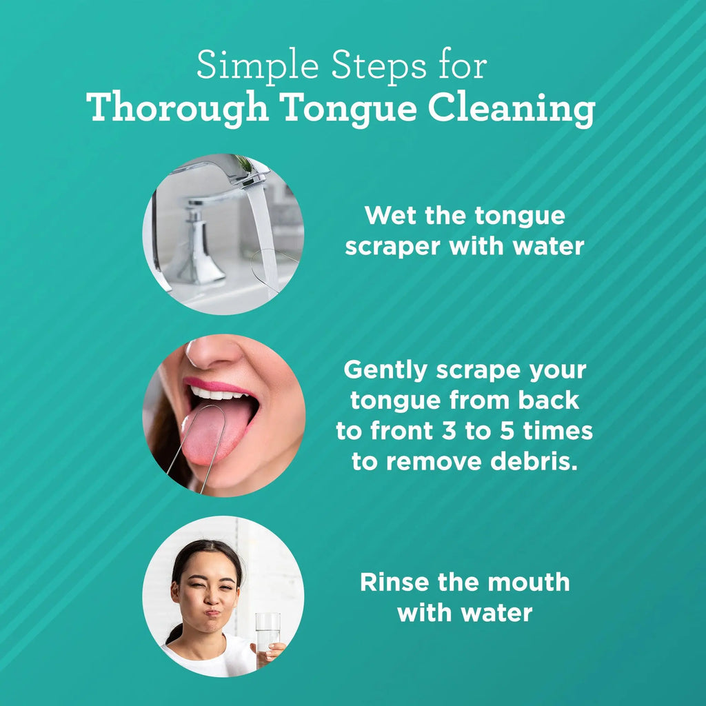 Tongue Scraper (2 Pack), 420 Medical-grade Stainless Steel Tongue Cleaner, Aids in Fresh Breath & Oral Care