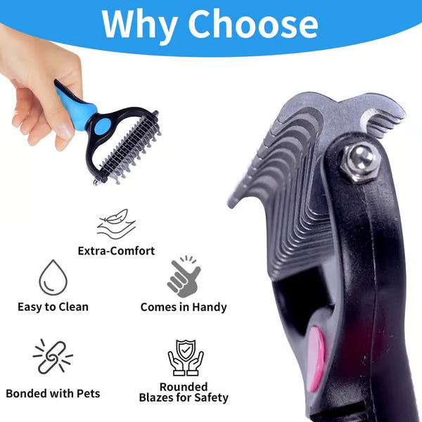 🎁Double-Sided Pet Rake – Deshedding Tool for Dogs & Cats 🐶🐱