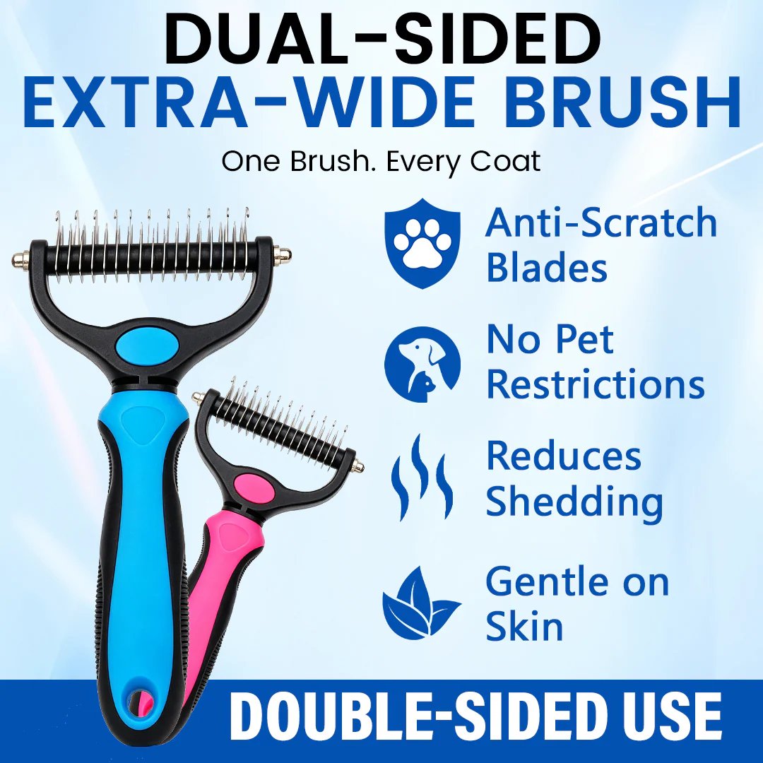 🐾 Painless Pet Grooming Brush – Double-Sided De-Shedding & Detangling  Comb